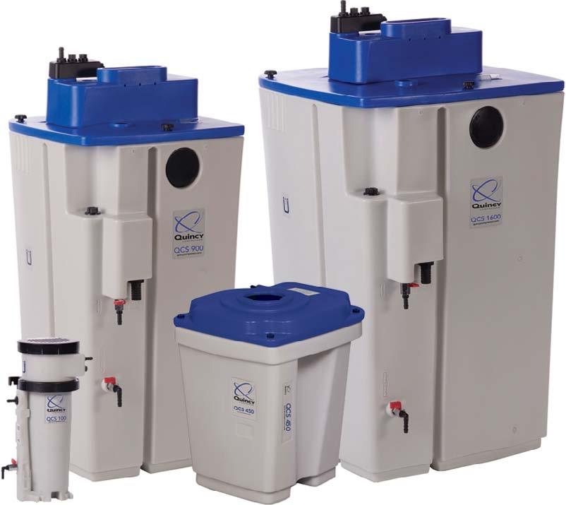 qcs Condensate Purifiers Designed for up to 500 HP Removes all compressor lubricants, including polyglycol emulsions Light weight, easy change,