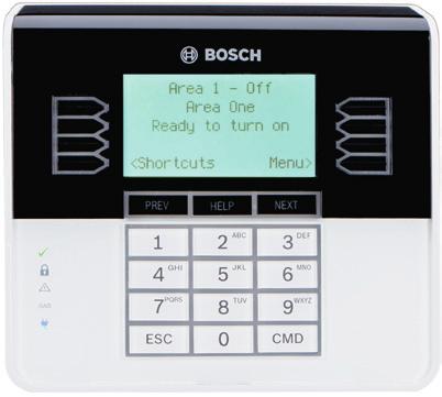 B930 Deluxe Five-Line ATM-style Alphanumeric LCD Keypad Five-line ATM-style LCD display with up to 32 character point, user and area names Shows system messages for all areas Simple menu-style user