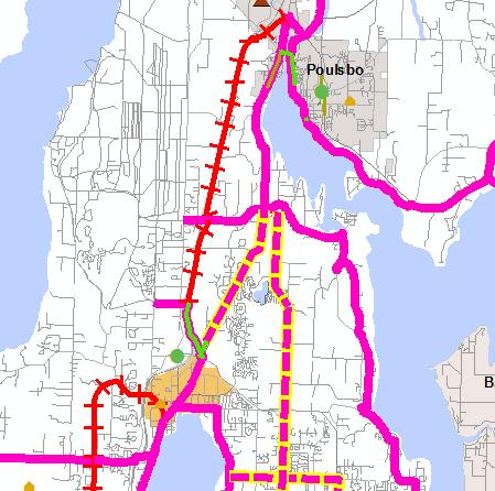 Kitsap County Connecting Silverdale to Poulsbo: Again quite a few changes. Removing the route on SR 3 is widely supported.