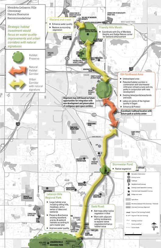 The Stewardship Plan Mendota-Lebanon Hills Habitat Investment Areas The linear nature of the Mendota-Lebanon Hills Greenway will require natural resource management strategies that are geographically