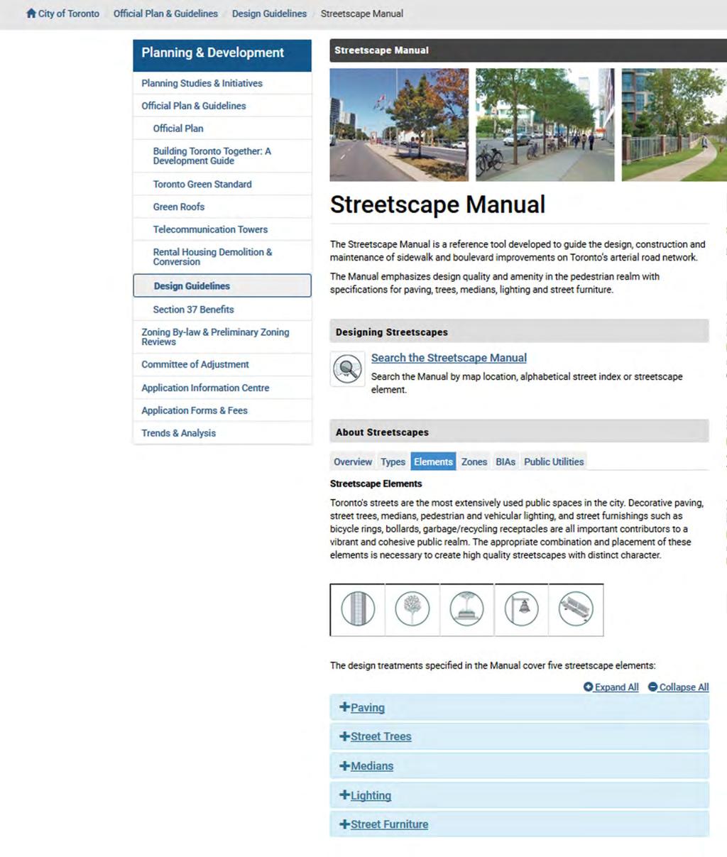 To learn more about each streetscape element