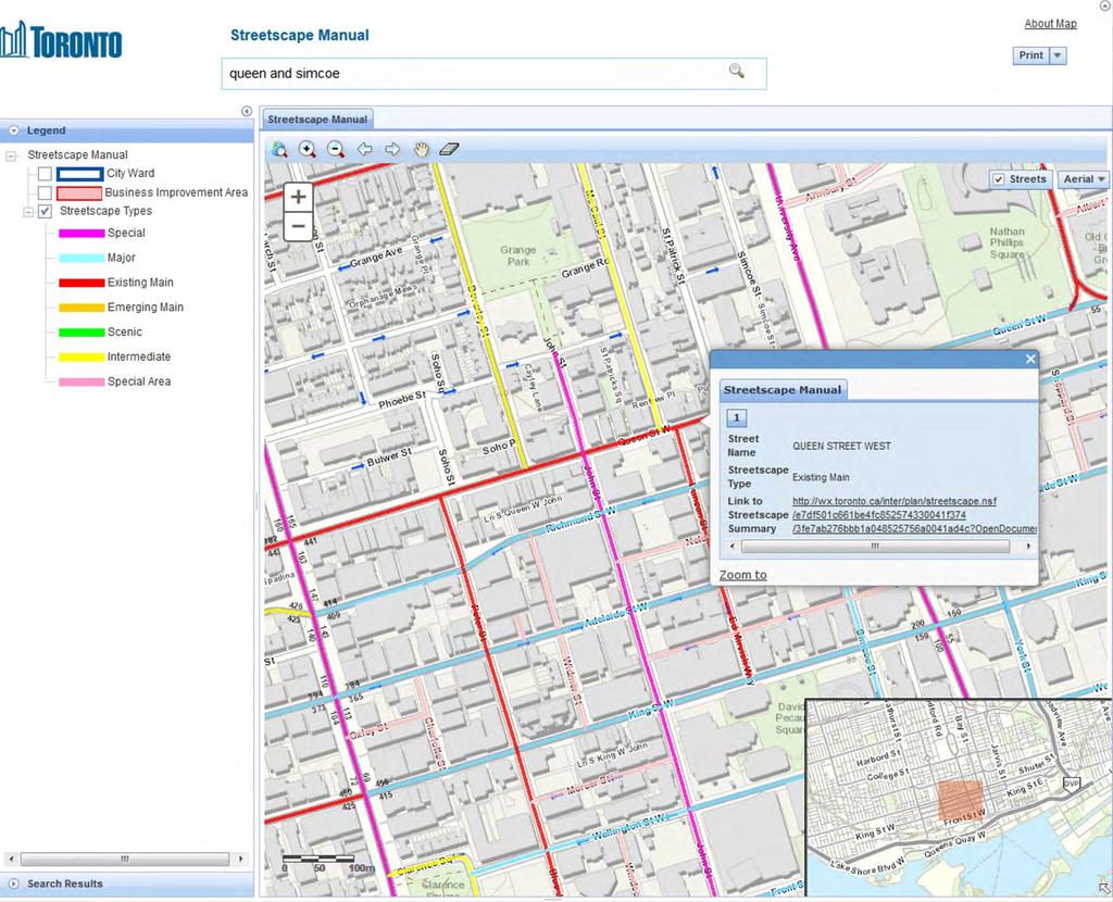 Click directly on the line for the desired street location (1).