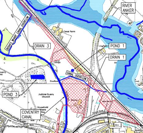 Culvert under West Coast Main Line from River Anker Extract from the Environment Agency Flood Risk Map showing extent of flood zone (blue) in the scheme development area.
