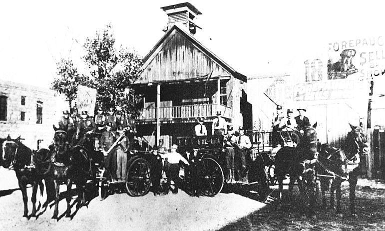 1910 The City was able to get two horse drawn wagons, one for their fire