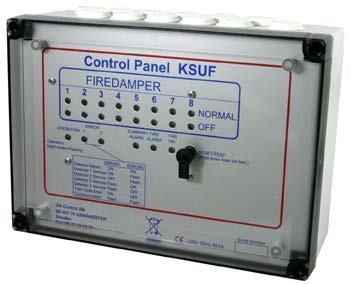 actuators from Rftechnologies. The KSUF can be connected to the KSUA, or used as a completely standalone unit. There are eight damper inputs and four smoke detector groups.
