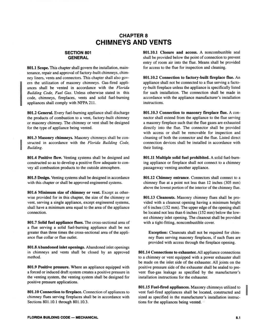 CHAPTER 8 CHIMNEYS AND VENTS SECTION 801 GENERAL 801.1 Scope.