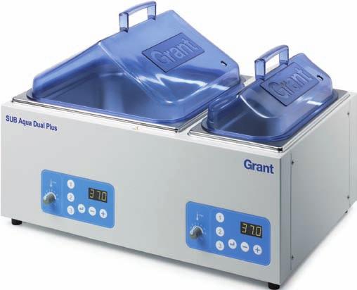 Unstirred water baths» SUB Aqua Plus» New range showcase dual, digital water bath SUB Aqua Dual Plus 5 and 12 litres When two temperatures are needed and space and value-for-money are primary