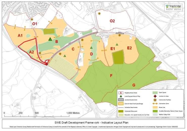 existing Settlement of Alphington. However, the balance of the land is within Teignbridge and 95% of the allocation is controlled by 4 main landowners/developers.