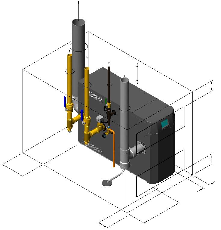 Trinity Lx Installation and Operation Instructions Figure 3-1(c) Closet Installation, Minimum Clearances (Lx500-800) Model Lx800 shown Ventilation Air Openings - Openings are not required if the