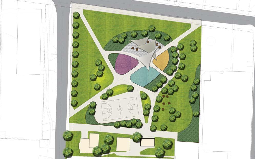 Wallace Park Concept Designs Wallace Park is proposed to have a focus on all washroom (possible warm skate changing area 16 Parking spaces 1 Public Tennis Court 4 Club Tennis Court season warming