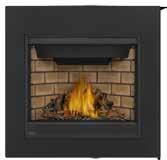 Decorative Brick Panels GX36 Up to 26,000 BTU s Top or Rear Vent Ceramic Glass Flame/heat adjustment Viewing Area: 35"w x
