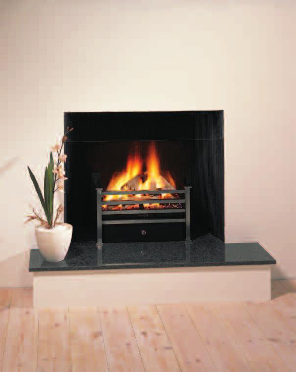Amhurst in polished cast iron with driftwood-effect gas