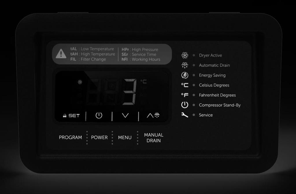 1. USER INTERFACE During normal operation the display shows the evaporation temperature. 1.1. Showing machine status 1. To disable the Key Lock: Press and hold SET for 4 seconds 2.