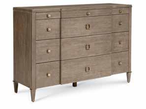 collars in the same bright tone as the cast metal custom drawer pull. The bow-fronted nightstand s top is polished travertine. A drawer and an open compartment provide versatile storage.