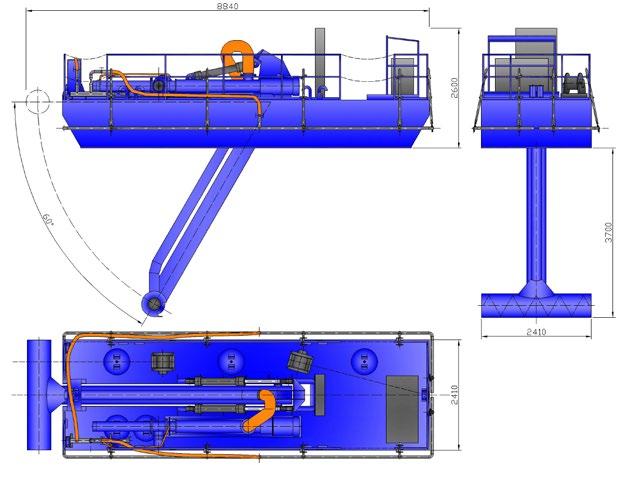 EQUIPMENT DESCRIPTION The suction dredger is installed on two trapezoidal steel floats designed for safe operation under wide range of sitespecific conditions.