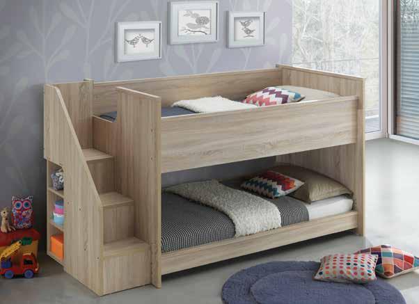 Aurora Single Loft Bed with Deluxe Staircase Modern designed bunk bed with easy staircase. Optional Single under bed available.