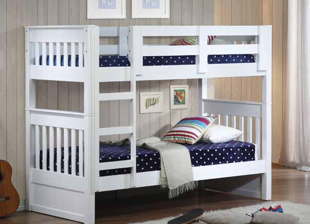 Bayswater Bunk Bed A quality addition to any child s bedroom. Modern vertical panels creating a light space. Ladder can be configured right or left. Can be separated into 2 separate beds.