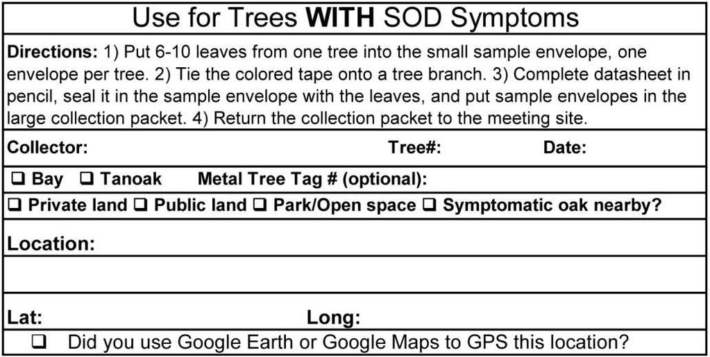 If trees have metal tags record