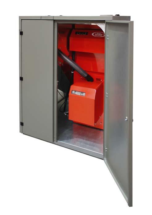 internal pellet vacuum system Lockable doors Sealed system kit can be fitted within the pod SpiraPod Outdoor Boiler Housing Description WPSPOD8 SpiraPod 5-8kW