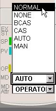 Process Operations Change Mode Explanation Property MAN AUTO CAS Description When the manual mode is set, an operator is permitted to change either the set point or the output value.