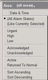 Process Alarms Build a custom filter Filtering An easy way to filter the summary is to perform a "like currently selected" filter. For example, if you want to see all alarms for a particular point.