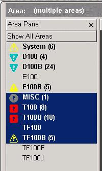 Process Alarms Using the Alarm Summary tools You can select more than one area by holding the Shift key down while click on each area that you wish to include. They will be highlighted in dark blue.