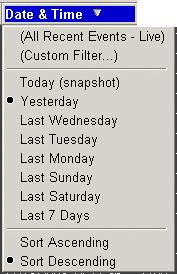 Events Print or display alarm/event summary To filter the Event Summary Step To filter the events: 1 Call up the Event Summary display 2 Click the column heading you want to filter 3 Select the