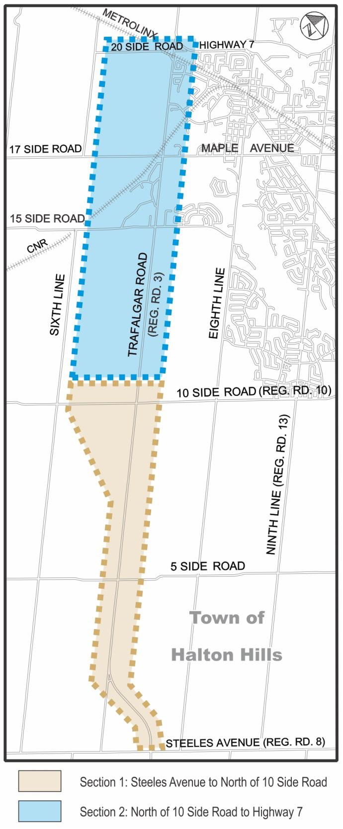 Chapter 1 - Introduction Section 1: Steeles Avenue to North of 10 Side Road (the subject of this report) Section 2: North of 10 Side