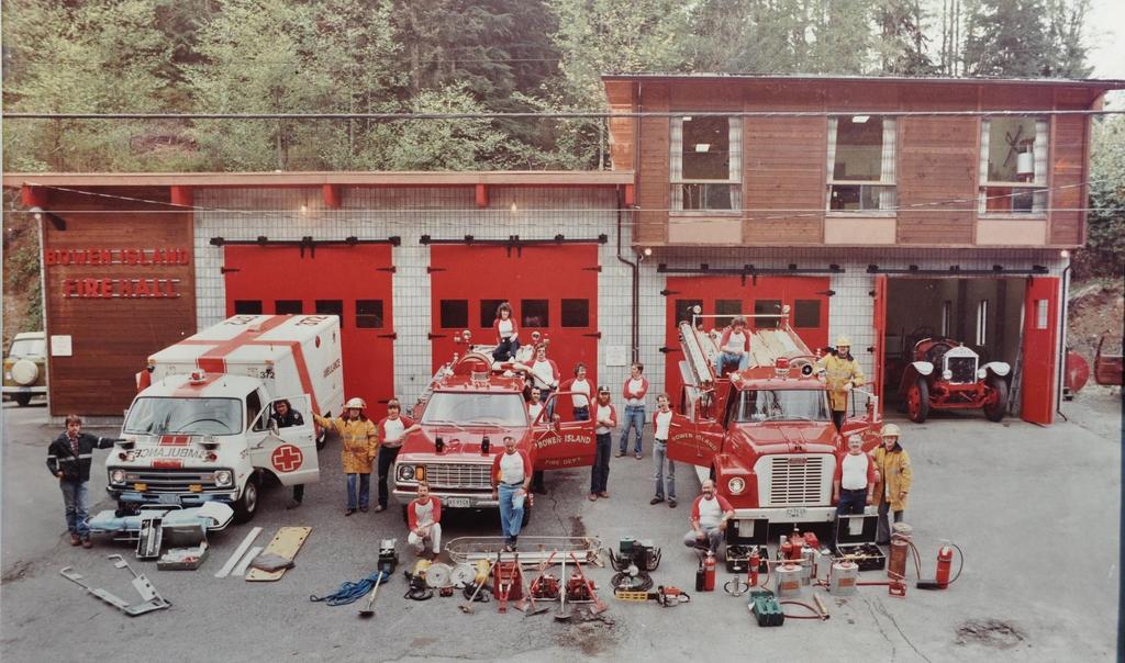 In 1969, the Bowen Island Improvement District authorized the construction of a two bay fire hall on land donated by the Davies family.