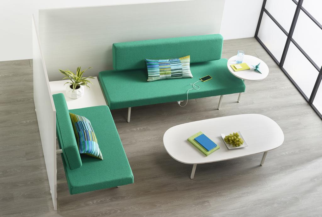 Sylvi Modular Lounge Collection from + by Joey Ruiter Attachable backer panels allow designers to create a space within a space with the Sylvi modular lounge collection from +.