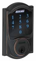 READ ONLY Schlage Touchscreen Deadbolt Touchscreen deadbolt in Satin Nickel or Aged Bronze finish Motorized bolt automatically locks and unlocks when code is entered Anti-pick shield protects against