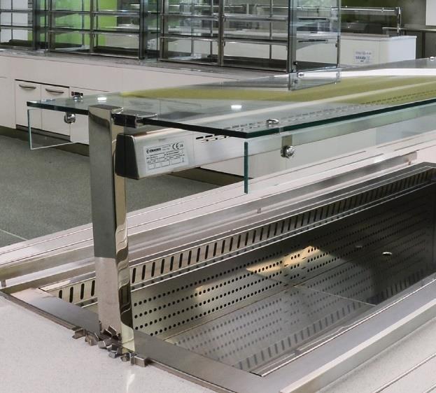 Squared gantries Squared gantries with single or double tempered glass Tubular supports 60x30 mm in stainless steel AISI 304 with polished or scotch brite finishing LED lighting, heating elements or