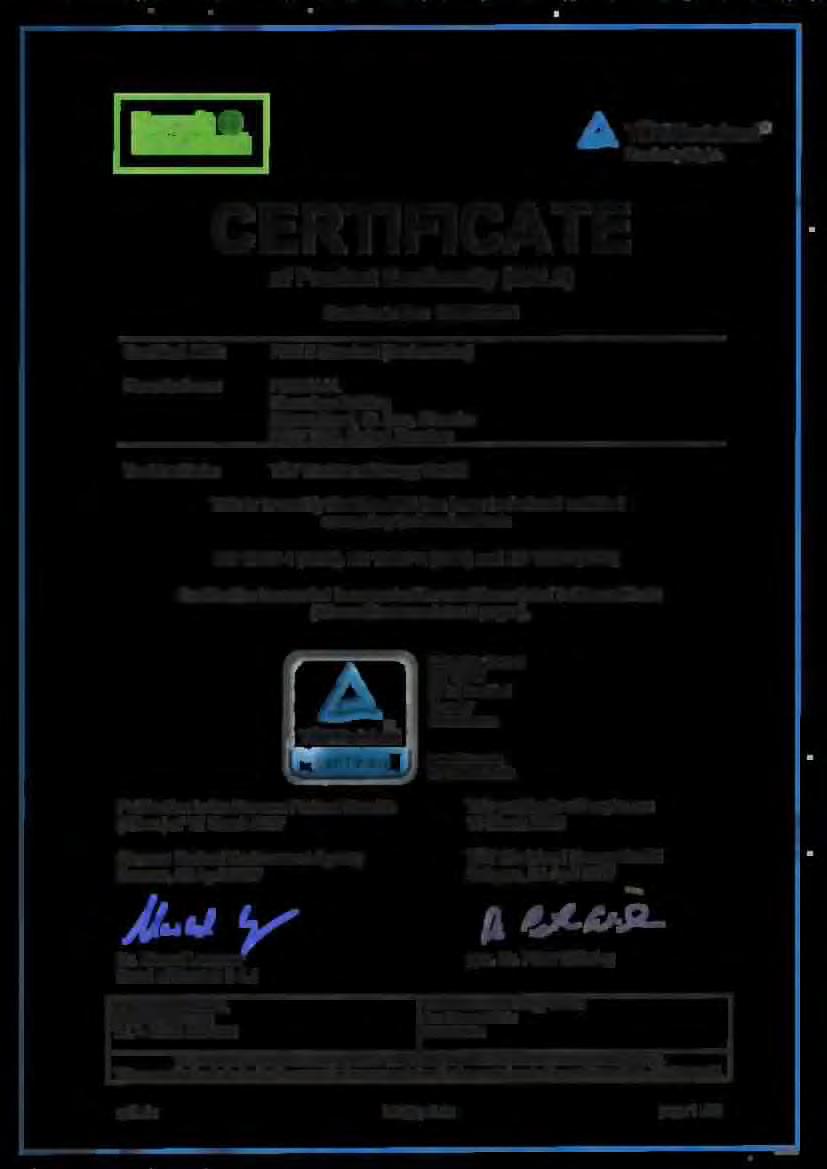 Ives, Chambs PE27 3GH, United Kin This is to certify that the AMS has been tested and certified according to the standards EN 15267-1 (2009), EN 15267-2 (2009) and EN 15859 (2010) Certification is