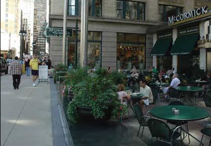 is setback, maximum 20 percent of street frontage, creating a small court space.