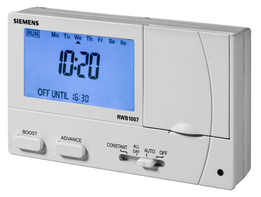 Electronic timeswitch RWB1007 To control combination boilers and single zone applications together with the appropriate thermostat.