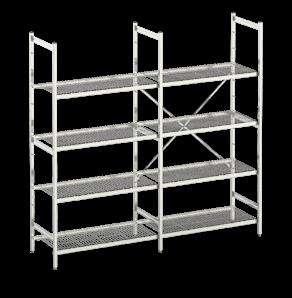 NORM5 Wire Shelving Units incl. 4 Shelves for each Shelving Section - max. Section Load: 600 Total width 1000 1200 1500 1775 1975 2375 2775 2975 3450 3650 Depth: 300 426.00 497.00 559.00 724.00 759.