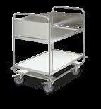 00 Stainless steel. Equipped with 3 Shelves. Welded, deep-drawn Shelves with elevated perimeter lip.