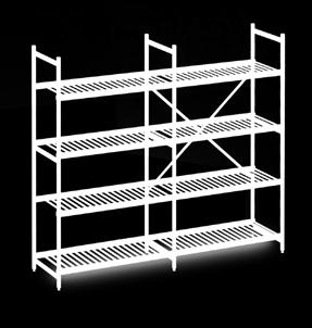 NORM20 Solid Shelving Units incl. 4 Shelves for each Shelving Section max. Section Load: 600 Total width 1000 1200 1500 1775 1975 2375 2775 2975 3450 3650 Depth: 300 250.00 274.00 342.