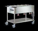 Mobile Bain Marie Heated 3 Wells Well size Weight SPA/EB-3 for GN 1/1-200 43.6 1255 x 677 x 900 0161490 1,442.00 Stainless steel. 4 Swivel Castors, Ø 125, Polymer, 2 Castors with Total Lock.