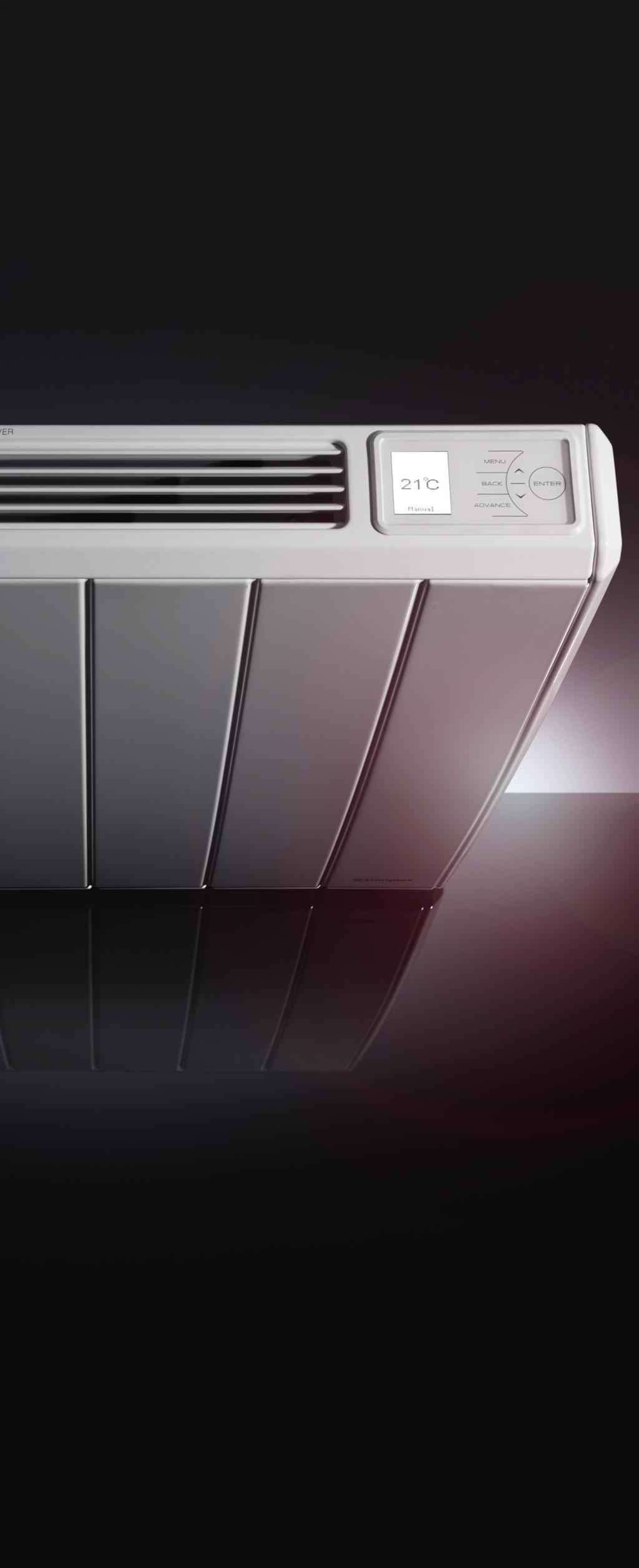 Why is Q-Rad so good? Intelligent electric radiator. Eco-Start delayed anticipatory control the heater decides when to turn on to ensure target temperature is achieved at the selected time.