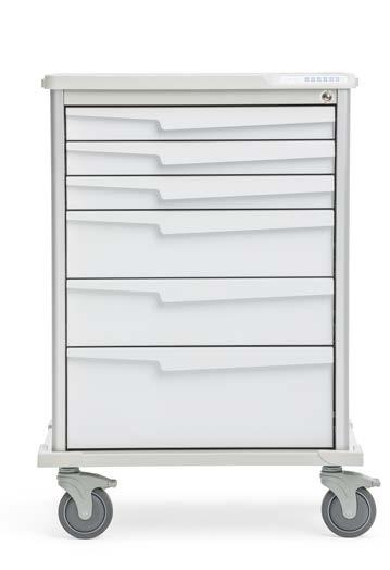5"w x 36"h Tempo 27 Cart (ST27W6) Shown with 4 3", 1 6", and 1 9" drawer configuration 21"d x 29.5"w x 39.