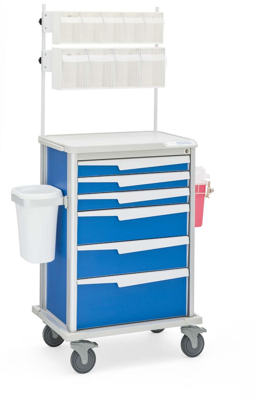 Accessories attach to side and top rails; can be rearranged easily Pull-out surface clips into place to prevent sliding when stored within cart Pull-out surface on 17.