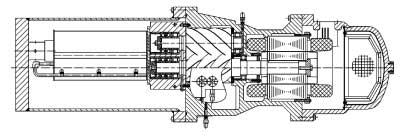 radial load of the compressor is carried out by cylindrical roller bearings, and the axial load by angular contact ball bearings. Fig.