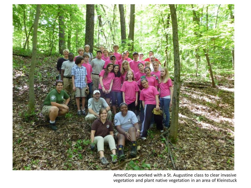 Mr. Maihofer s 7 th grade class from St. Augustine Cathedral School adopted this area of Kleinstuck Preserve.