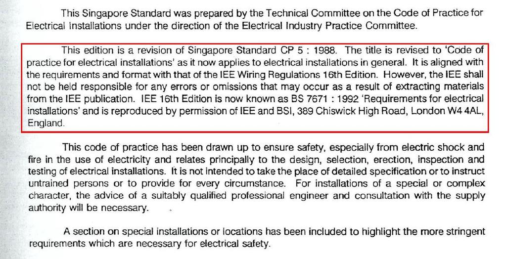 Singapore Standard : CP5 Code of practice