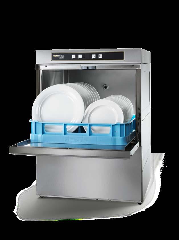 ECOMAX F504 DISHWASHER With a high capacity of up to 60 racks per hour, this dishwasher is a reliable partner for club houses, bistros, and fast-food