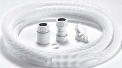 allowing complete flexibility to discharge point Includes fittings to allow for easy connection to sanitary pipework Allows for disconnection in freezing conditions for discharge to be redirected