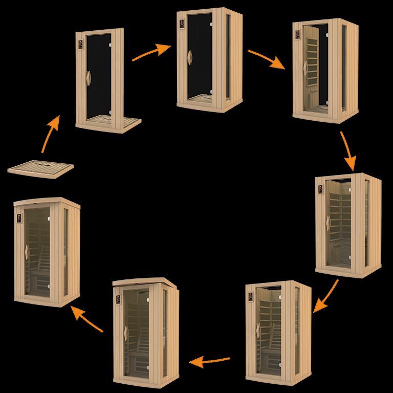 *PLEASE READ INSTRUCTIONS BEFORE ASSEMBLY* GDI-8010-01 *The above assembly diagram i s for a quick reference visual guide only. All sauna models are not shown.