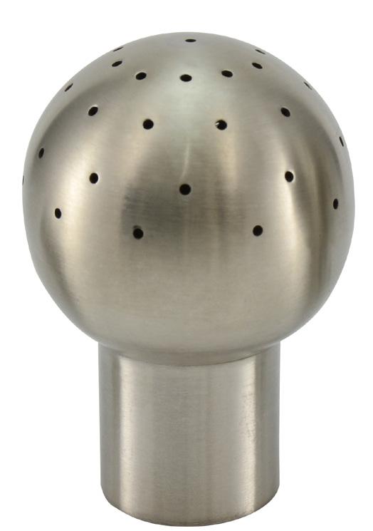 SVSTW Static Nozzle - Threaded Spray Ball DESIGN FEATURES Multiple precision drilled holes give omni-directional spray pattern.