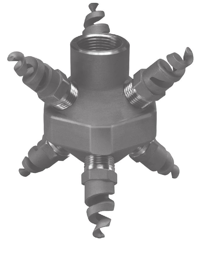 LEM Static Nozzle - Spiral Nozzle Manifold DESIGN FEATURES Each nozzle in the stationary cluster is a BETE clog-resistant spiral nozzle of the TF Series Can be supplied with various other BETE